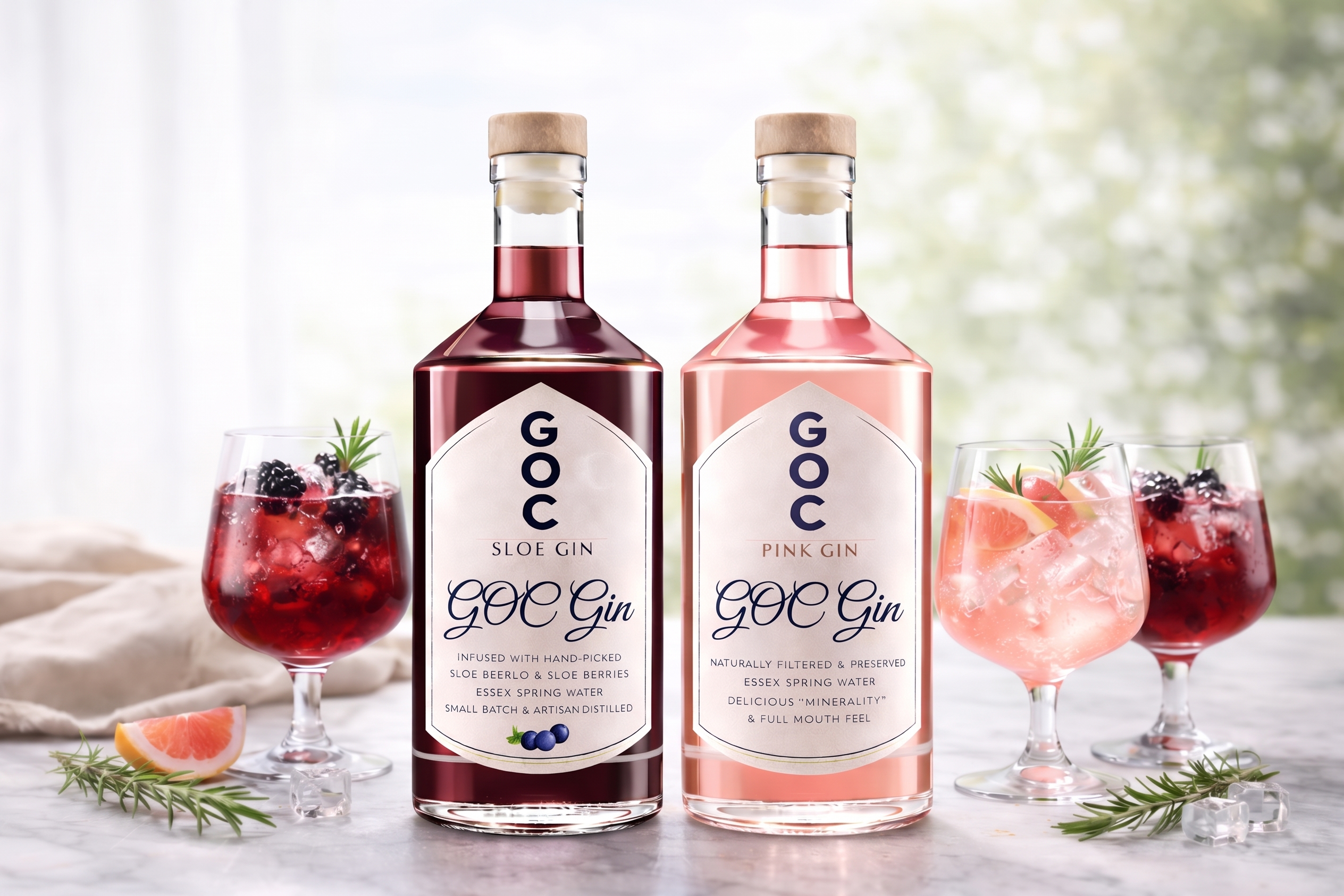 GOC Gin craftsmanship bottles